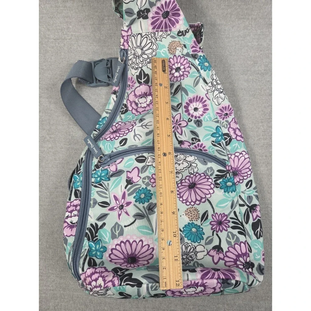 Vera Bradley Sling Backpack Crossbody Teal Purple Floral Travel Pockets Boho
